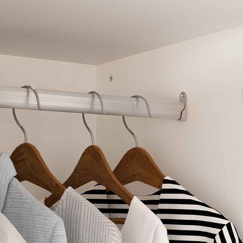 FUFU&GAGA Wardrobe with Mirror Doors, Hanging Rod, Shelves, and Drawers - Elegant Closet Storage Solution (47.8" W x 19.7" D x 78.7" H),White