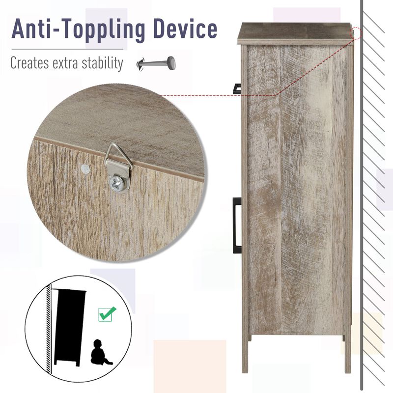 Freestanding Compact Bathroom Storage Organizer w/Shelves and Pull-Out Drawer