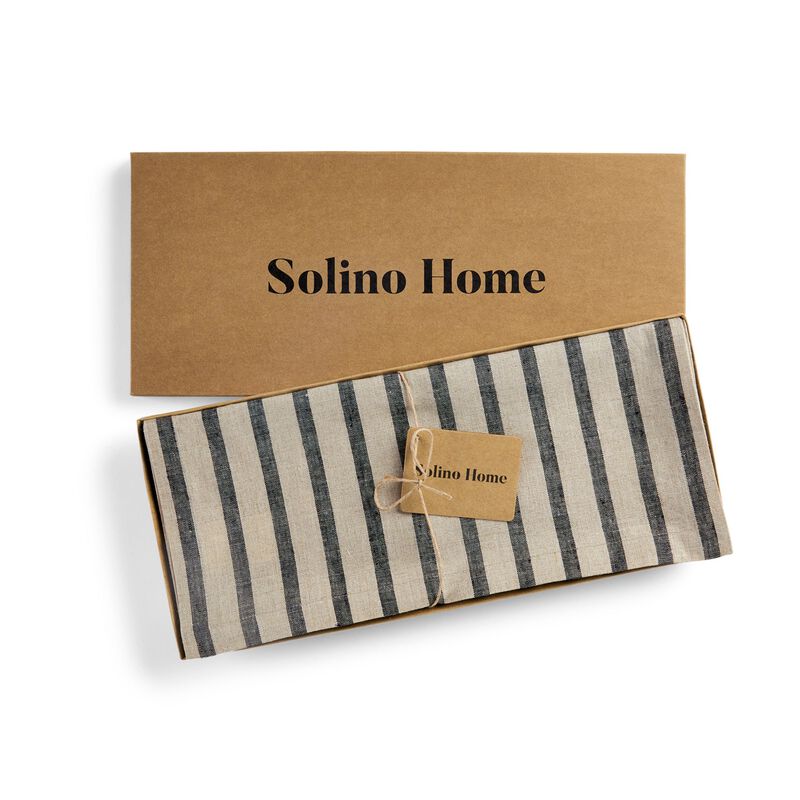 Solino Home 100% Pure Linen Table Runner | Madison Stripe