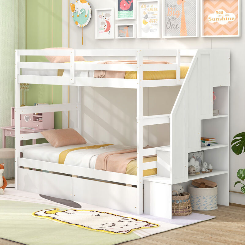 Bunk Bed with Storage Stairs and Drawers