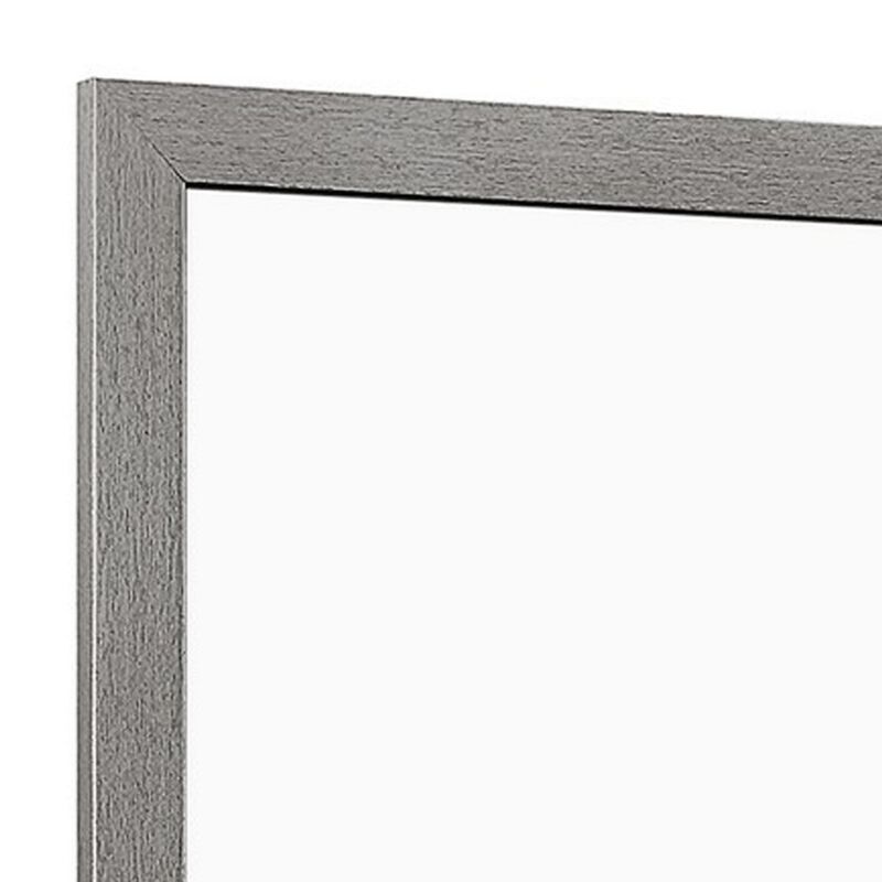 Benjara, Gray Sami 40 x 40 Dresser Mirror, Embossed Texture, Modern Style, Wood