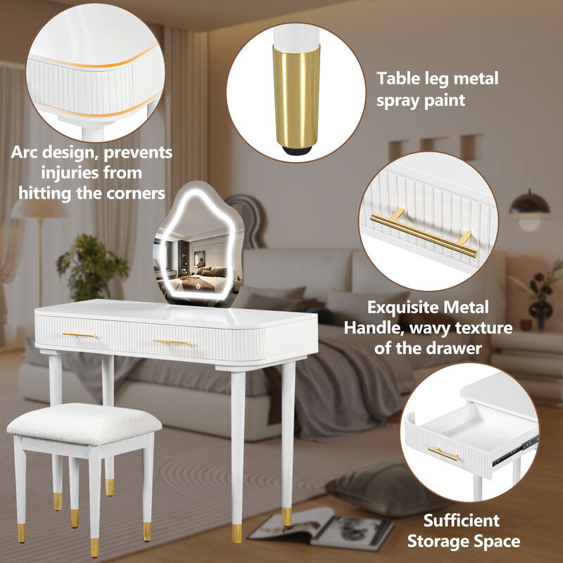 Merax Modern Vanity Table Set with Mirror