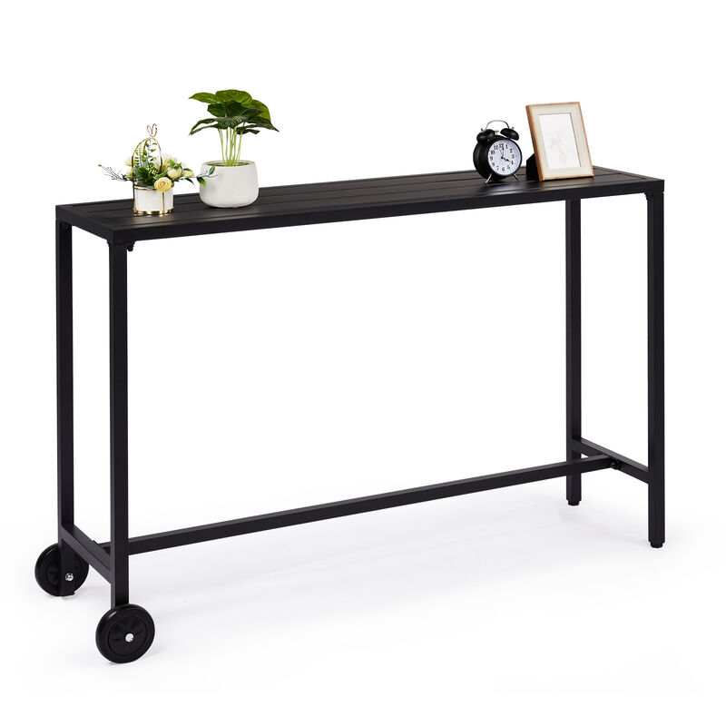 Outdoor Bar Table with Wheels Portable and Stylish Patio Bar Table for Easy Mobility and Entertainment