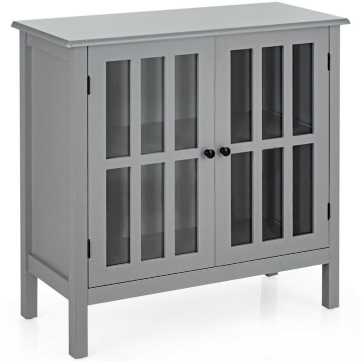 Hivvago Glass Door Sideboard Console Storage Buffet Cabinet