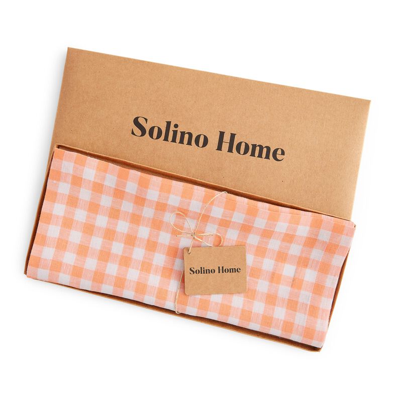 Solino Home 100% Pure Linen Table Runner | Gingham Check