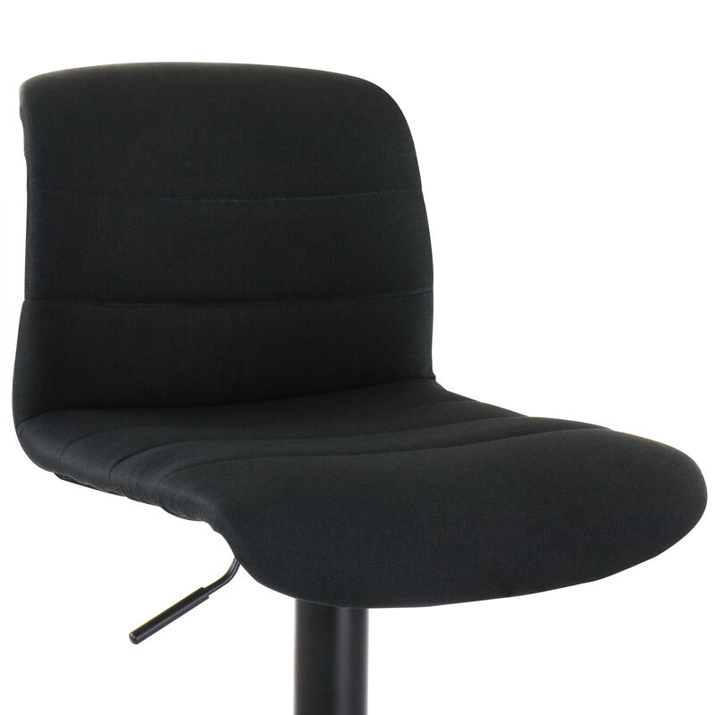 Elama 2 Piece Adjustable Fabric Bar Stool in Charcoal with Black Base
