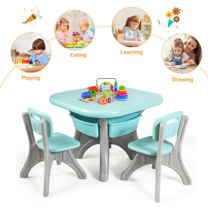 Hivvago In/Outdoor 3-Piece Plastic Children Play Table & Chair Set