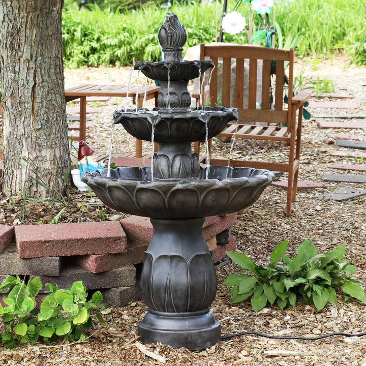 Sunnydaze Classic Tulip Polystone Outdoor 3-Tier Fountain