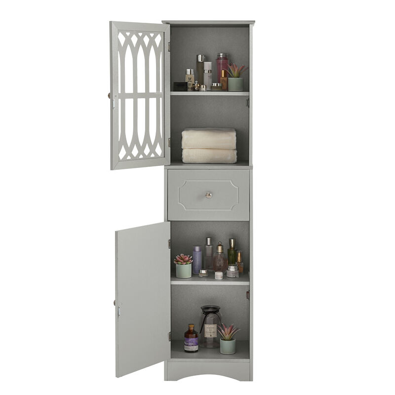Merax  Freestanding Linen Cabinet Bathroom Storage Cabinet