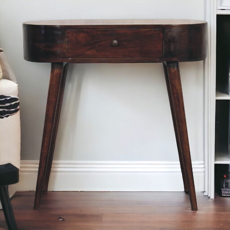 Albion Light Walnut Solid Wood 1 Drawers Console Table