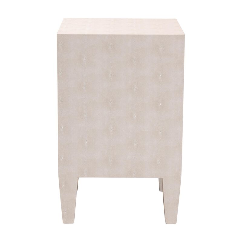 Baxton Studio Leyna Modern Beige Faux Shagreen 3 Drawer End Table