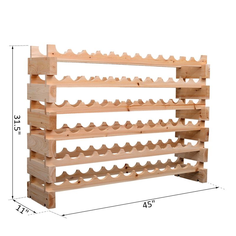 Cellar-Ready Wine Storage: 72-Bottle Stackable Natural Wood Rack