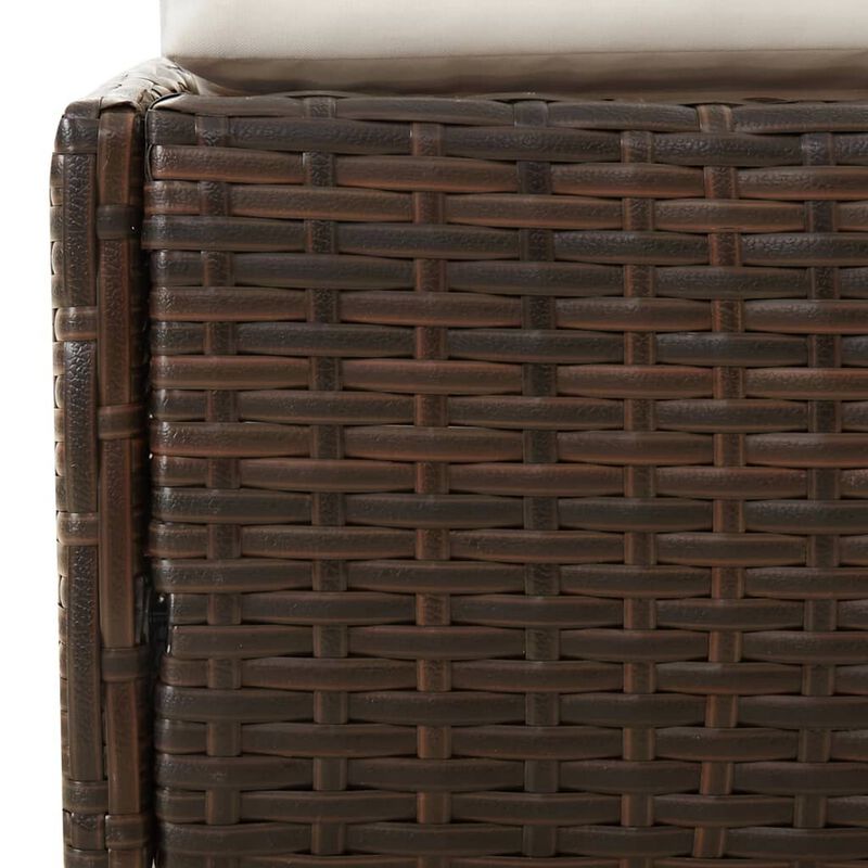 Garden Outdoor Daybed, White Polyester Cushions, Brown Poly Rattan - Benzara