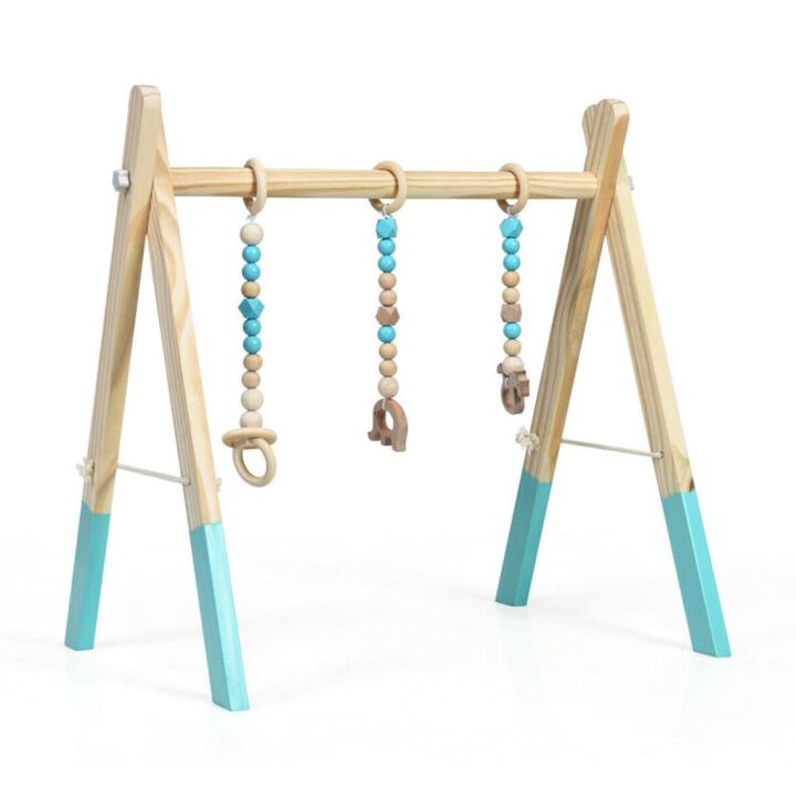 Hivvago Wooden Baby Play Center with 3 Hanging Toys