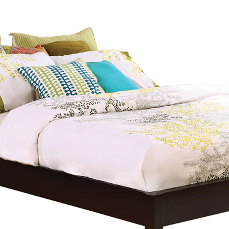 Wooden Eastern King Platform Bed with Chamfered Legs, Dark Brown-Benzara