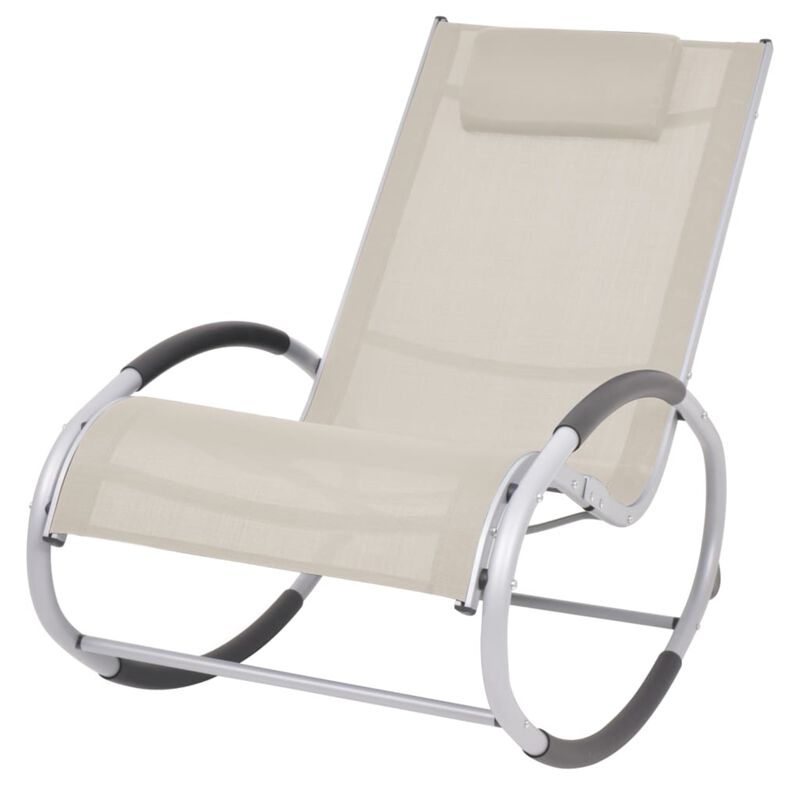 vidaXL Outdoor Rocking Chair Cream Textilene