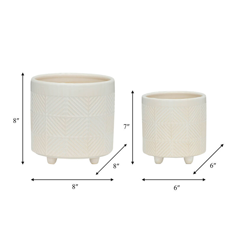 Textured Planters, Shiny White