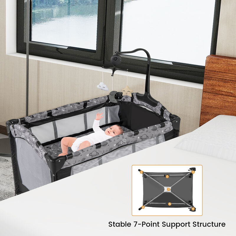 Multi-Functional Baby Playpen with Mattress and Removable Changing Table