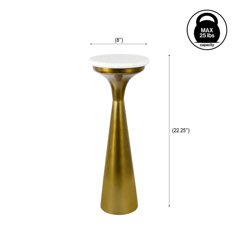 Oliver Mid-Century Glam Retro Metal Drink Table with Marble Top
