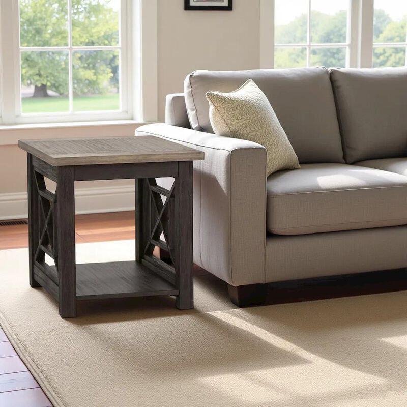 Starlight Canyon Home Black Square End Table – Farmhouse Side Table for Living Room Décor