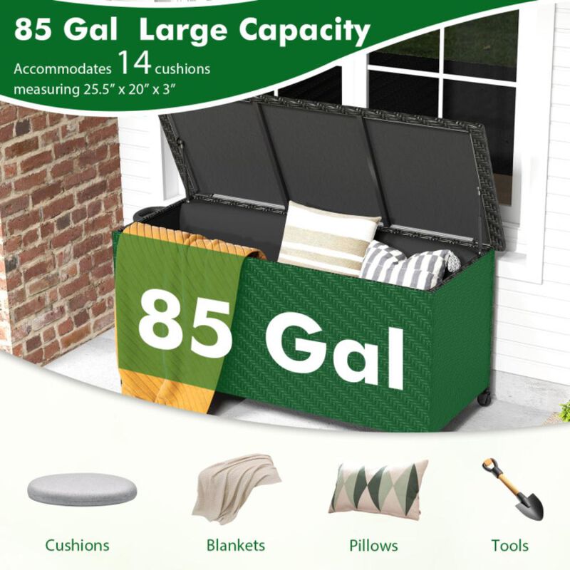 Hivvago 85 Gallon Outdoor Storage Box with Removable Liner and Universal Wheels