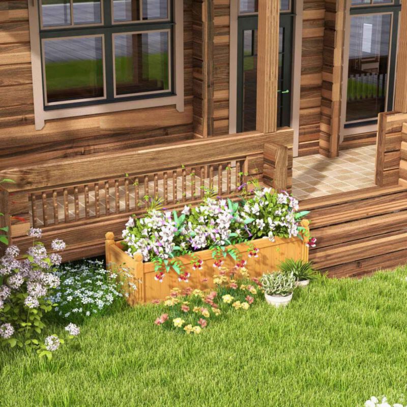 Hivvago Wooden Rectangular Garden Bed with Drainage System