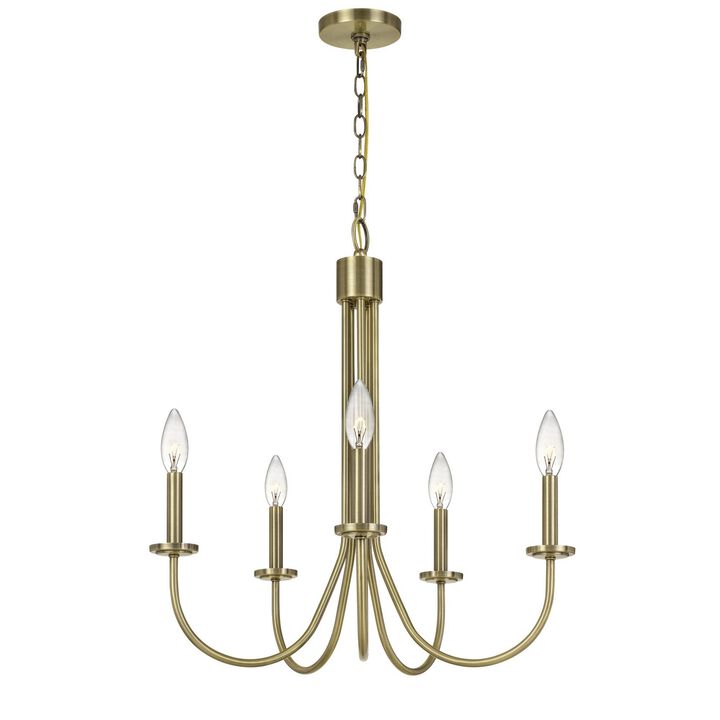 Metal Chandelier with 5 Candelabra Holders, Gold-Benzara