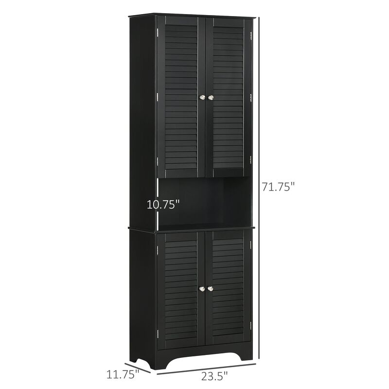 Black Bathroom Storage: Tall Linen Tower Cabinet with Doors & Shelf