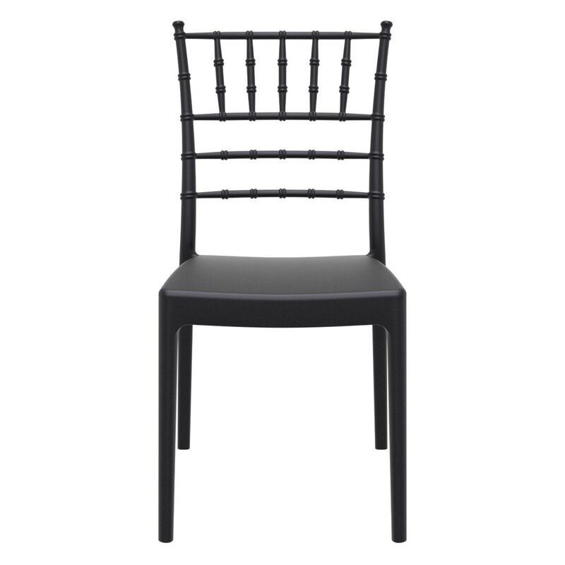 36" White Stackable Outdoor Patio Armless Dining Chair