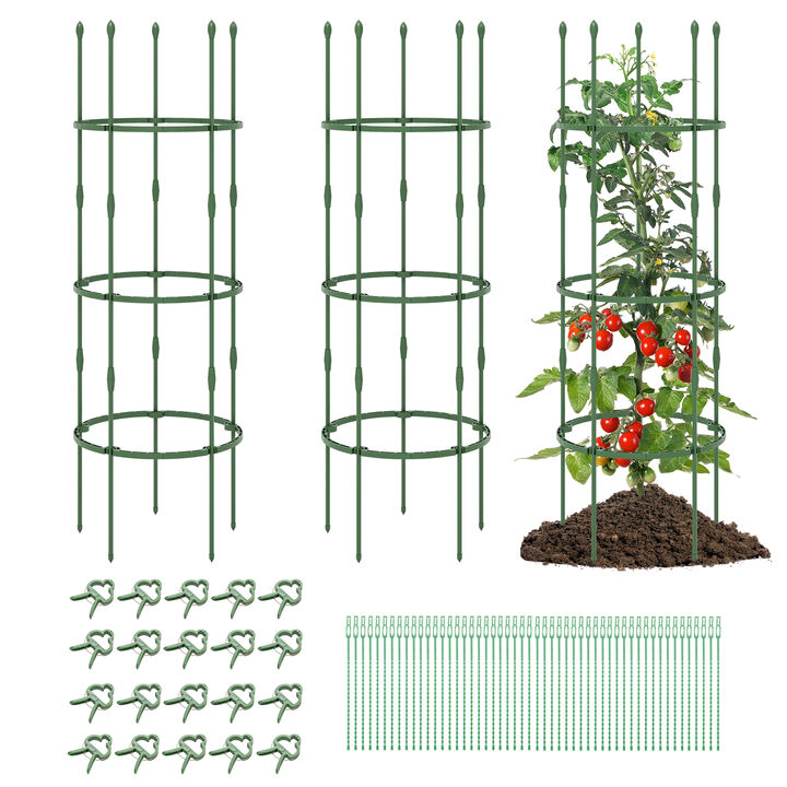 3-Pack Garden Trellis 40"/60" Tall Plant Support Stands with Clips and Ties-S