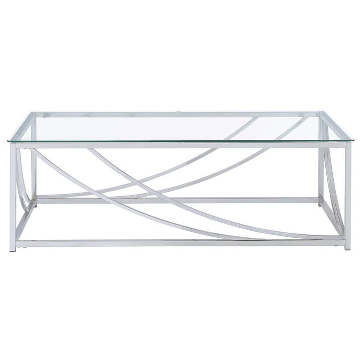 Coaster Co. of America Lille Rectangular Glass Top Coffee Table Chrome