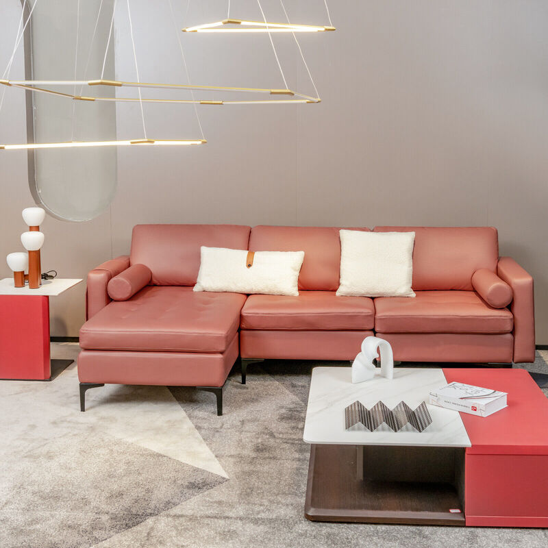 Modern Loveseat Sofa with 2 Bolsters and Side Storage Pocket