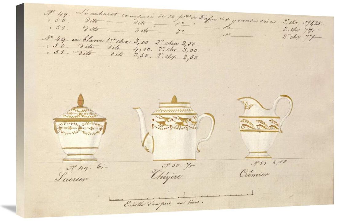 Sucrier, chyre et crmier, ca. 1800-1820-Canvas Art-36x24