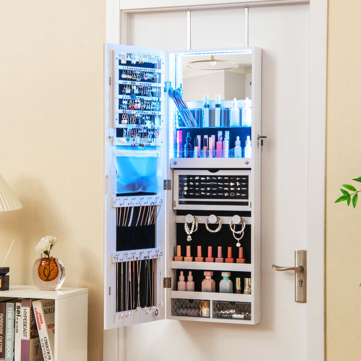Wall Mounted Jewelry Cabinet with Full-Length Mirror