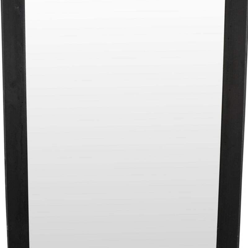 Wall-Mounted Mirror with Tall Rectangular Frame, 24 x 71, Black Metal - Benzara