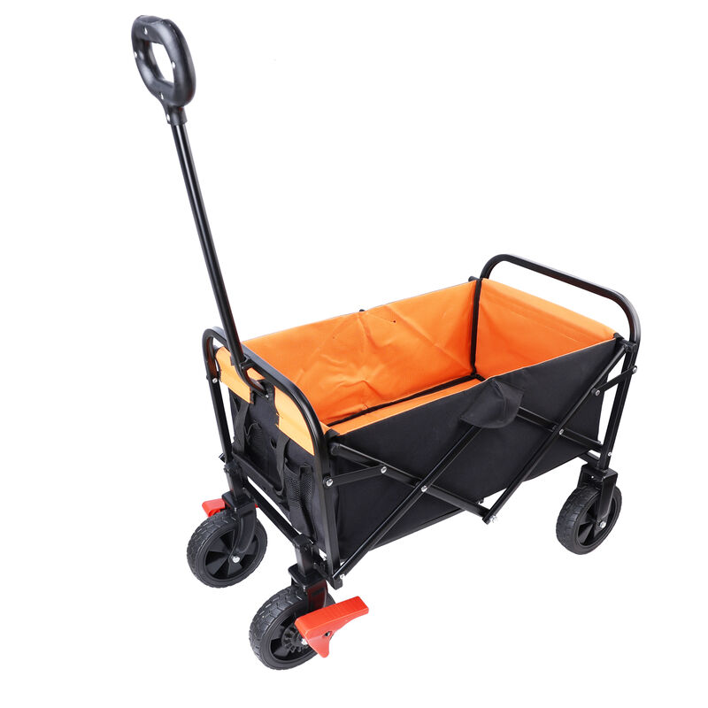 Streamdale Mini Folding Wagon Garden Shopping Beach Cart (Black+Yellow+Brake)