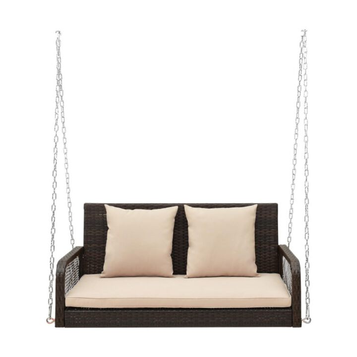Hivvago 2-Person Outdoor Wicker Porch Swing with Seat and Back Cushions