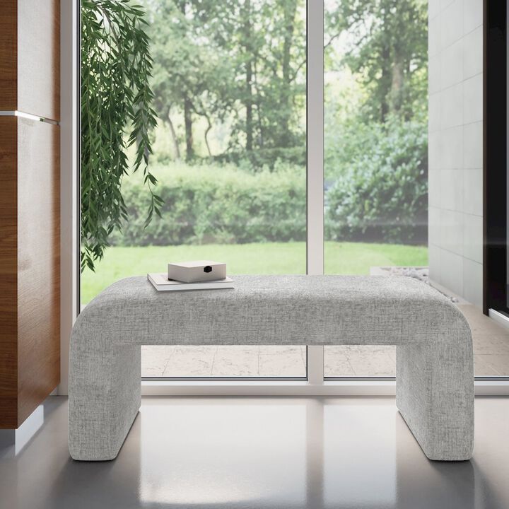 Jofran Sophia Modern Luxury Curved Upholstered Waterfall Jacquard Bench - Small