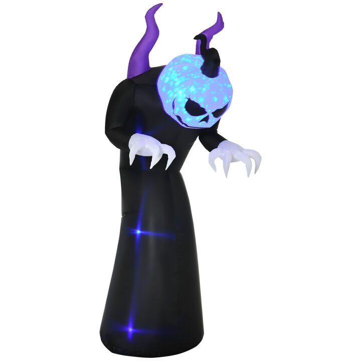 7' Inflatable Halloween Skeleton Ghost Decoration, Blow-Up Outdoor Display, LED