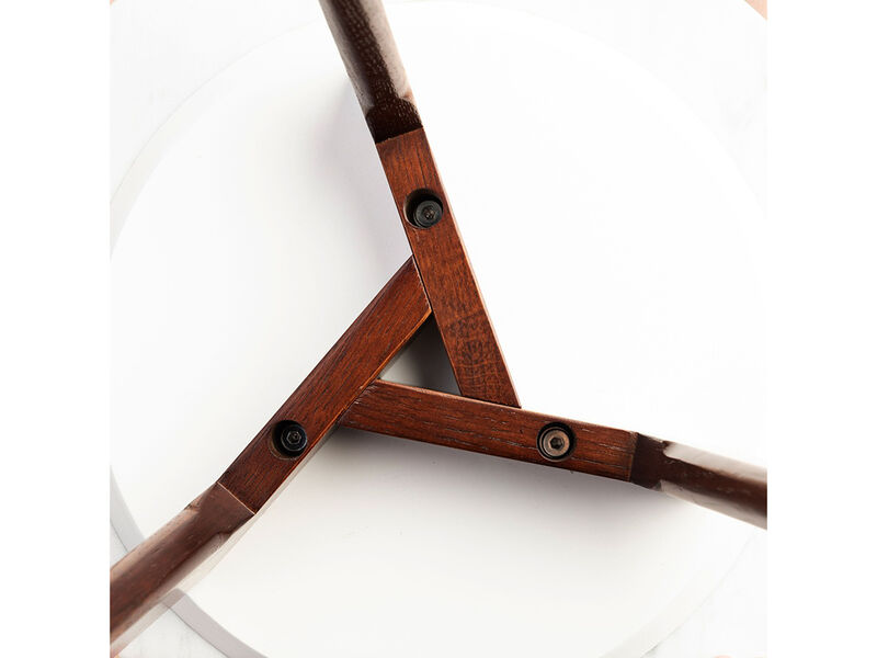 Stella 31" Round Italian Black Marble Coffee Table with Walnut Legs