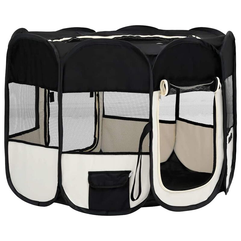 Foldable Dog Playpen with Carrying Bag Blue 35.4"x35.4"x22.8"