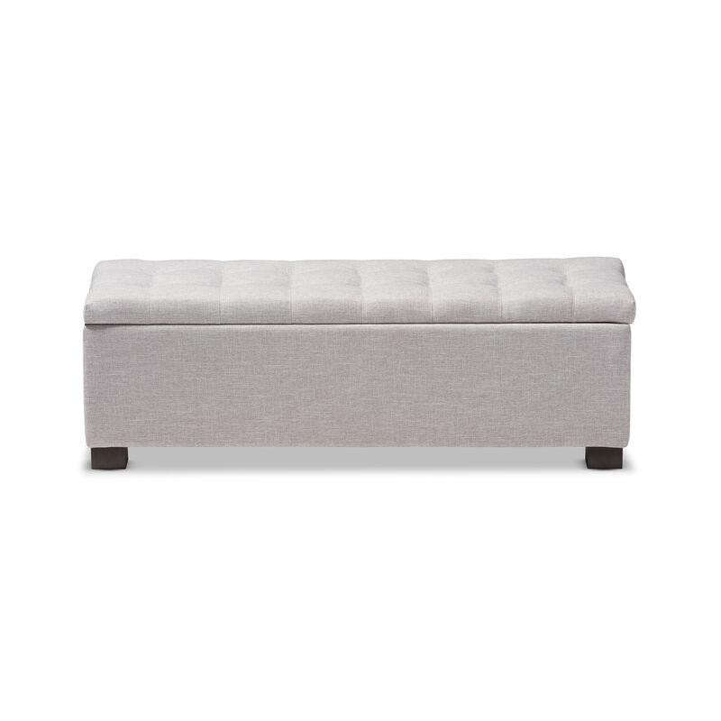 Baxton Studio Roanoke Modern Cream Fabric Upholstered Grid Tufting Storage Ottoman Bench