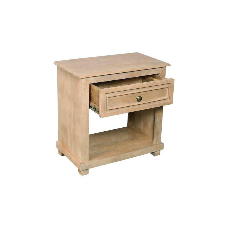 Coastal Jenna 1-Drawer Solid Wood Nightstand in Seadrift