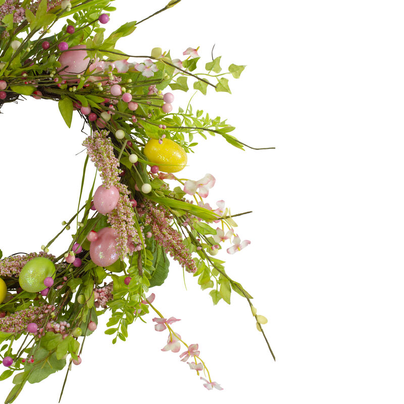 Easter Egg with Berry Floral Springtime Wreath  Pink and Green 20"