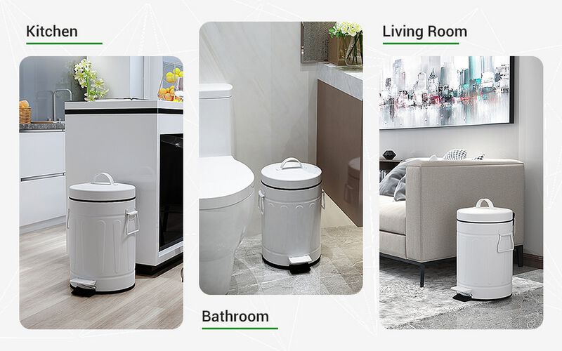 3+12 Liter New York Style Round Trash Can Combo White