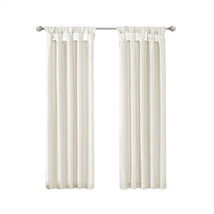 Gracie Mills Elroy Twist Tab Lined Faux Silk Window Curtain Panel - 50x108"