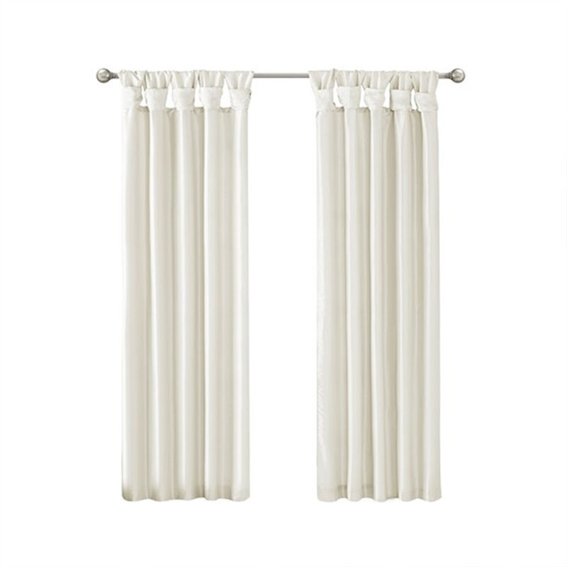 Gracie Mills Elroy Twist Tab Lined Faux Silk Window Curtain Panel - 50x108"