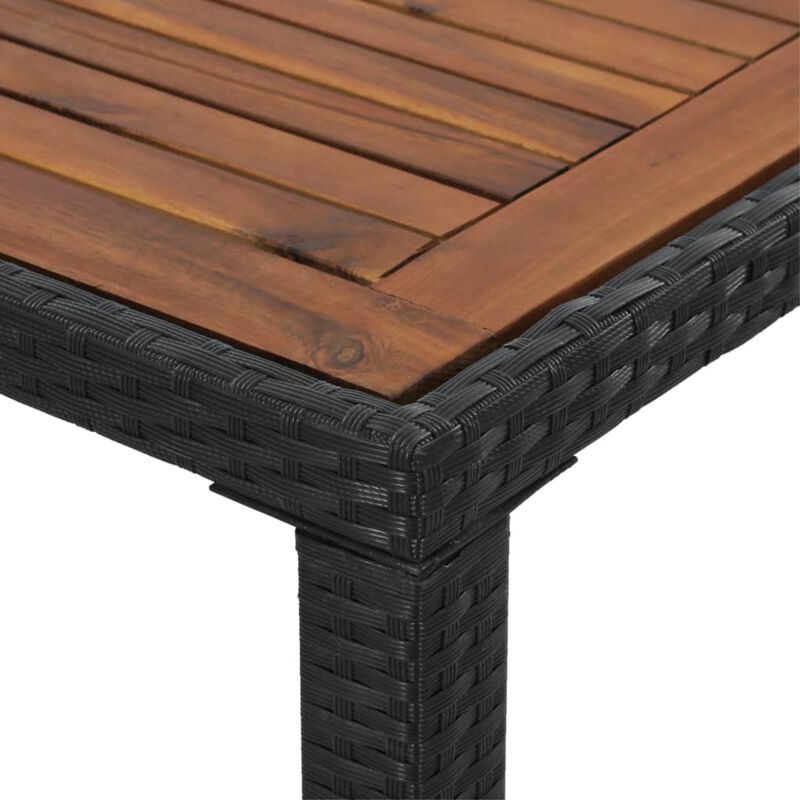 vidaXL 6 Piece Outdoor Dining Set Poly Rattan and Acacia Wood Black