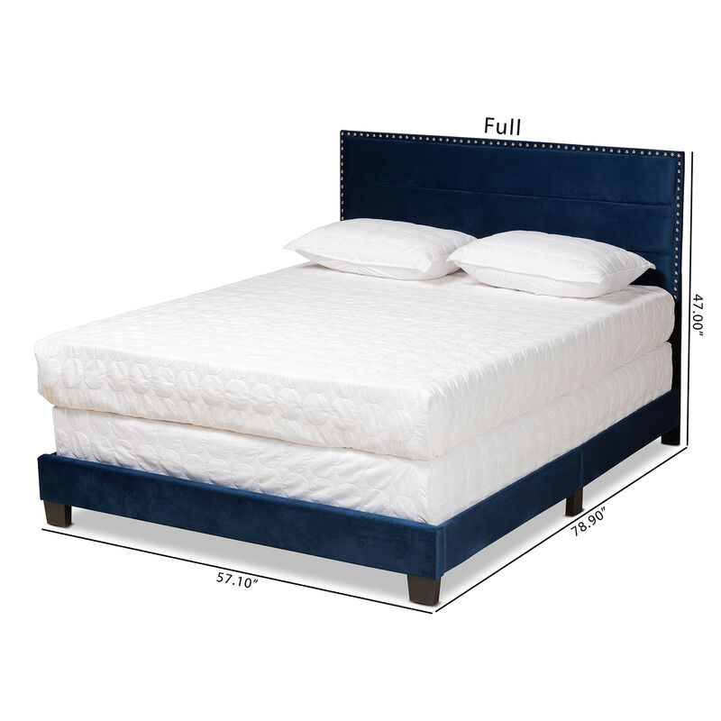 Baxton Studio Tamira Glam Navy Velvet Fabric Upholstered Queen Size Panel Bed