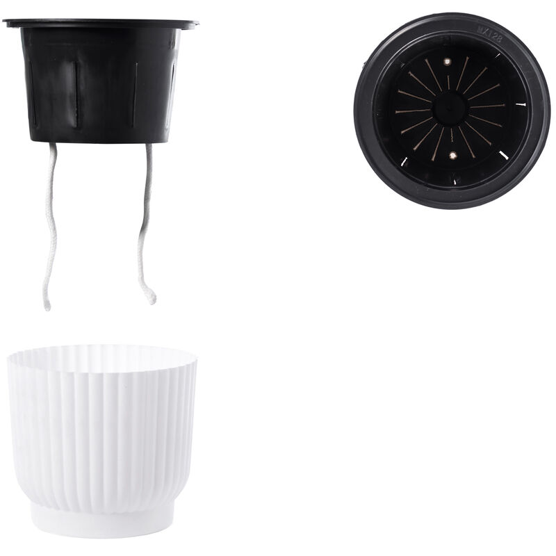 White Flower Pot Self Watering Planter, 6 Pack